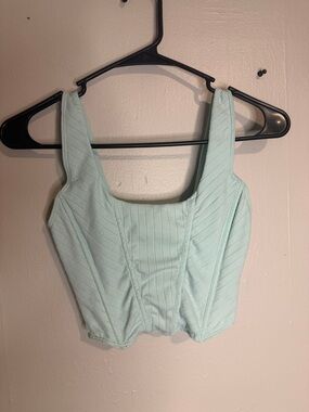 No Boundaries Teal Square Neck Cropped Tank Top